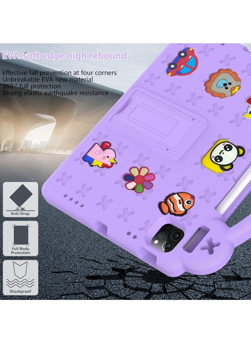 Shockproof Case Compatible with iPad 10th Generation,10.9 Inch 2022 Model, DIY Kids Cover with Pencil Holder/Handle/Stand/Shoulder Strap/Screen Protector,Light Purple - Image 5